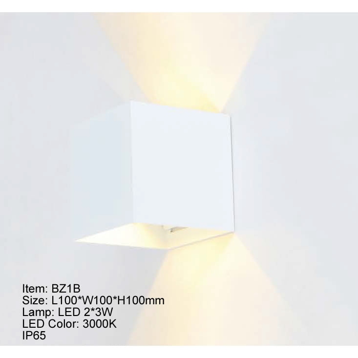 BZ1B CUBO PARA EXTERIOR BLANCO LUZ LED
