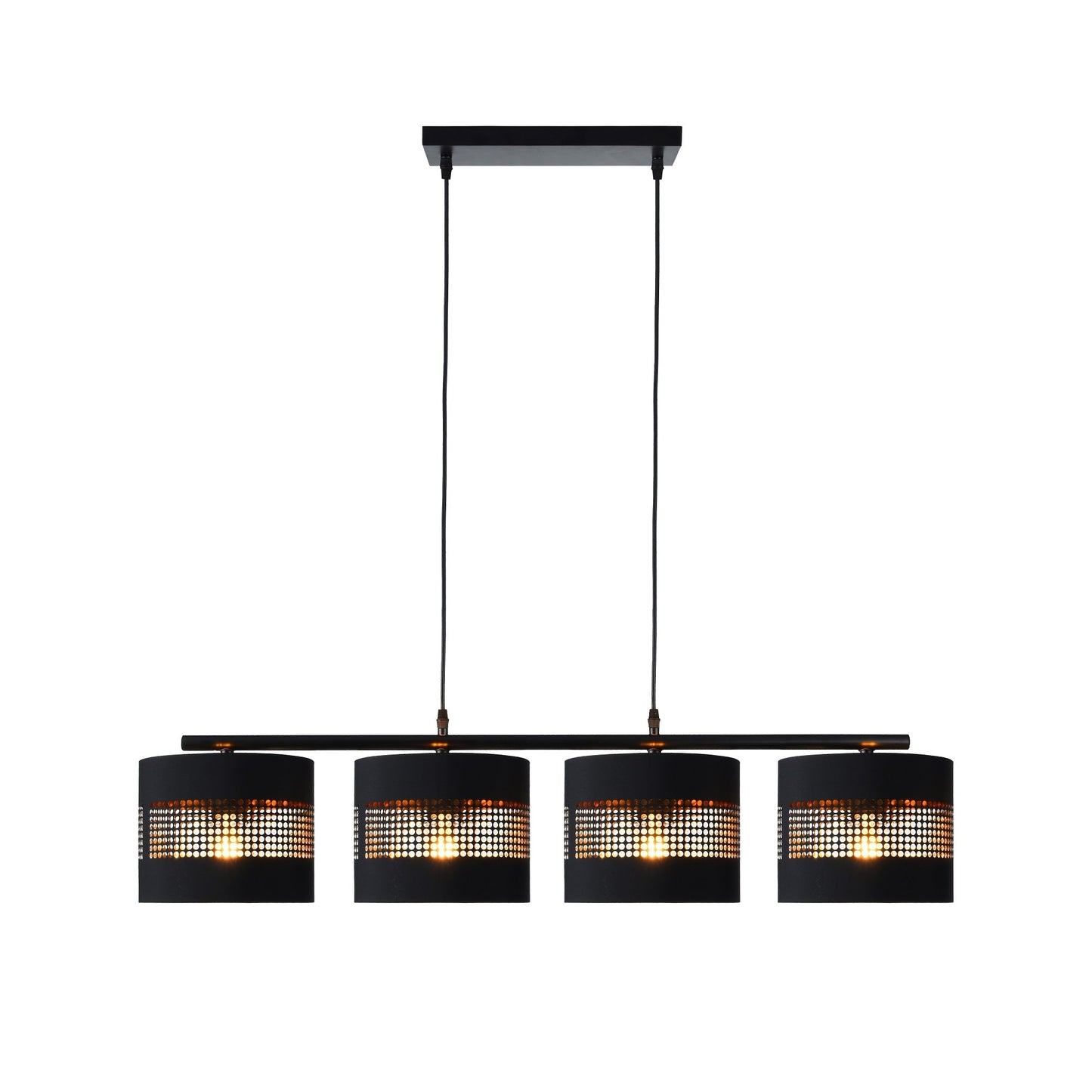 CANDIL LÍNEAL 4 CILINDROS NEGRO CON REJILLA E27 4*40W