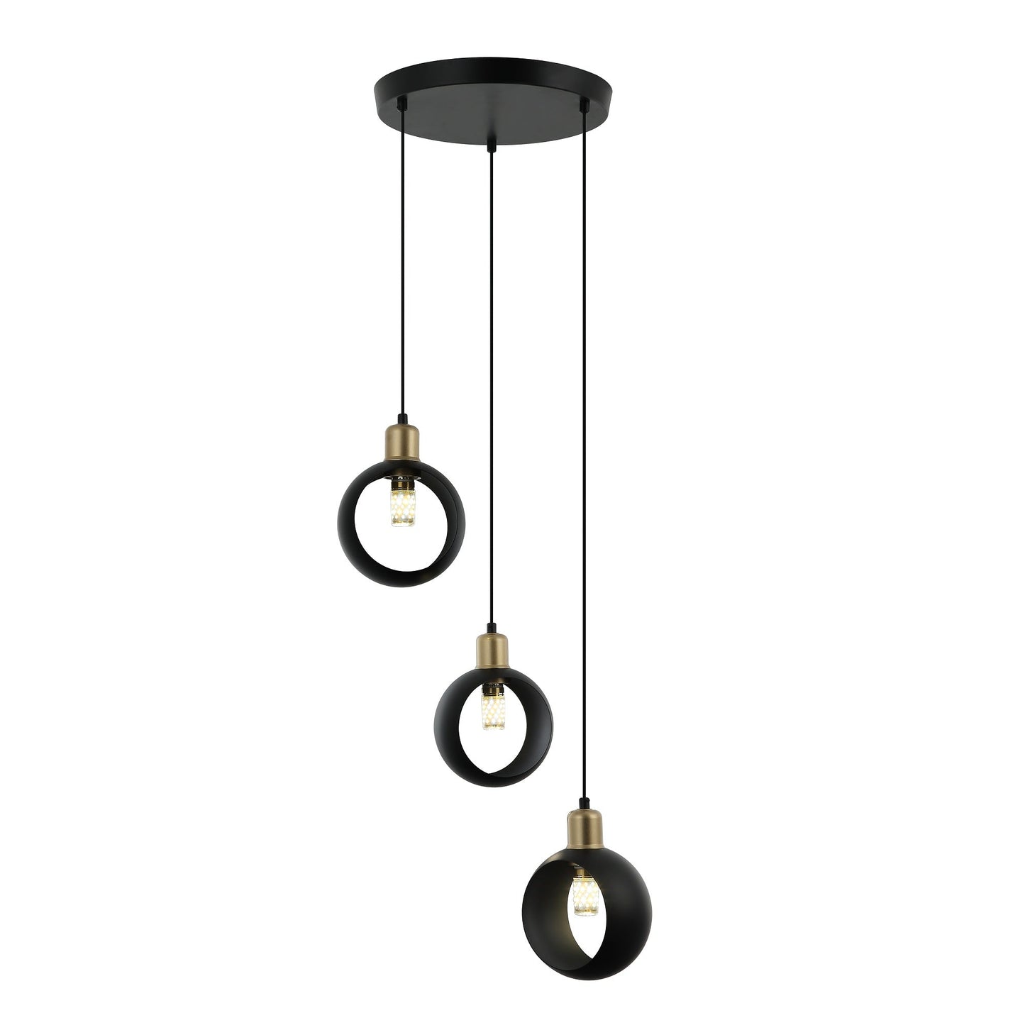 CANDIL AROS VINTAGE NEG 3 LUCES E27 3X40W