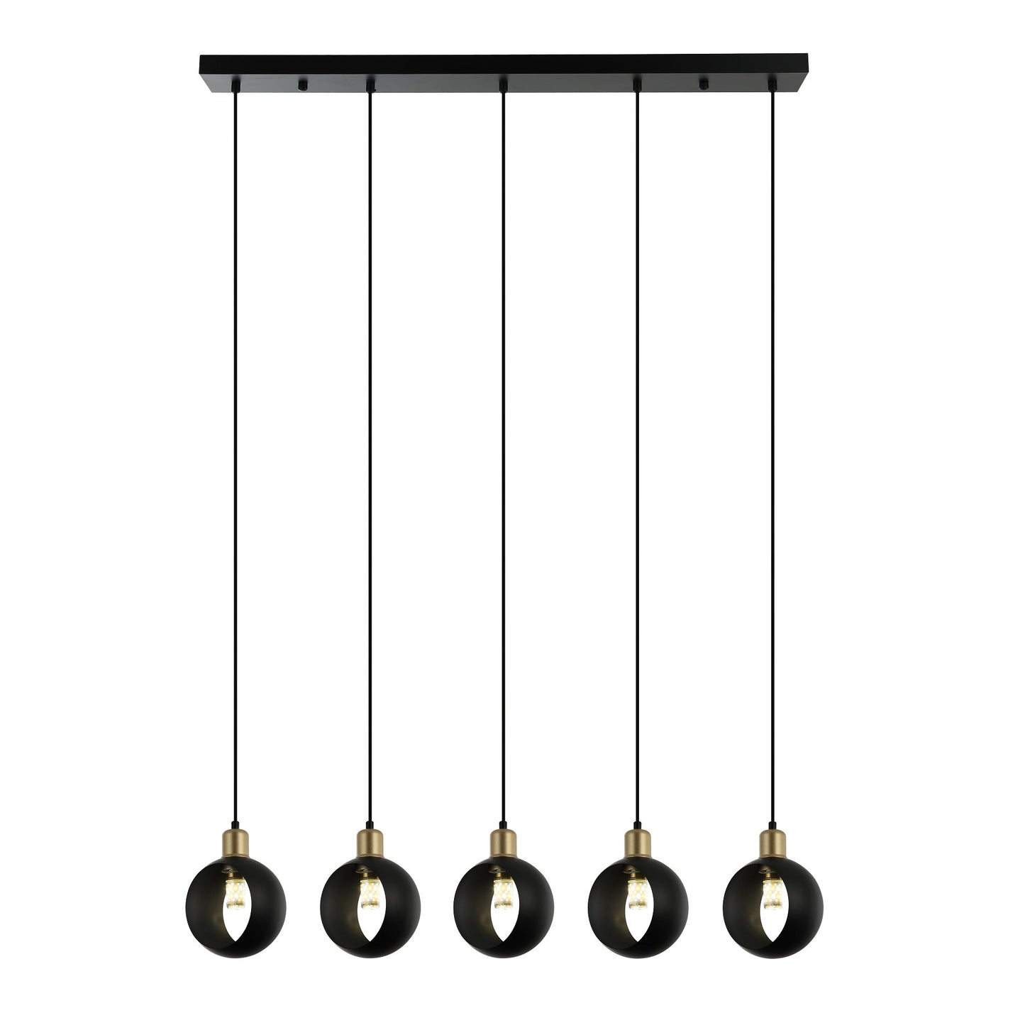 CANDIL LINEAL AROS VINTAGE NEG 5 LUCES E27 5X40W