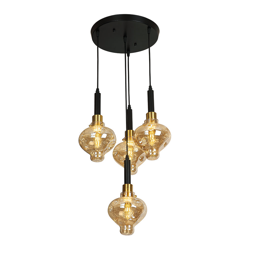CANDIL 4 LUCES CRISTAL VINTAGE AMBAR
