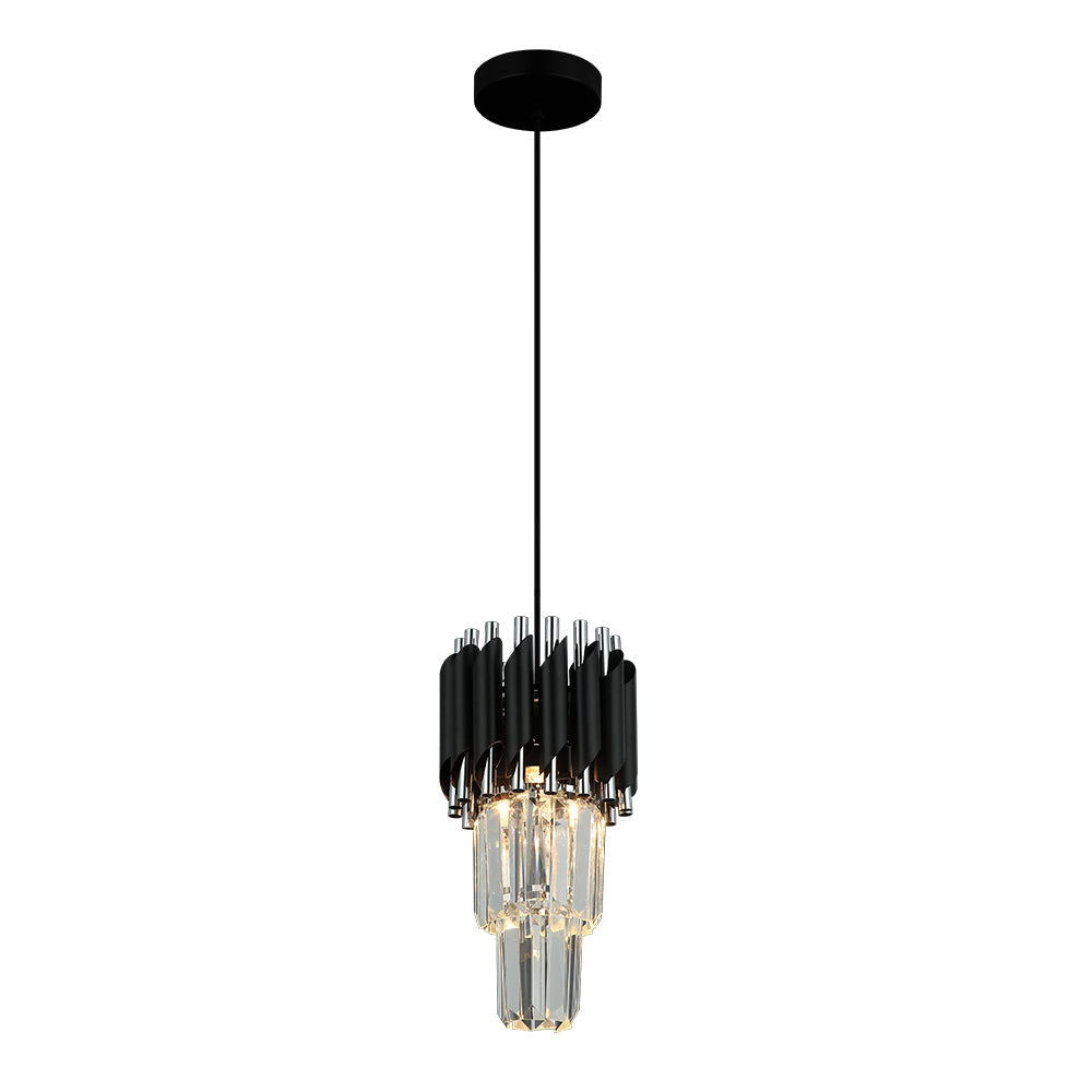 MINI CANDIL DE UNA LUZ CRISTAL CROM/NEG E27