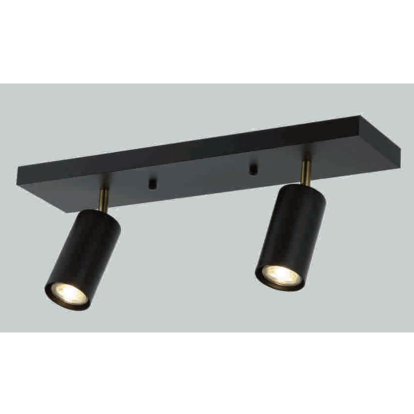 REGLETA DE 2 LUCES NEGRA CON DETALLE ORO