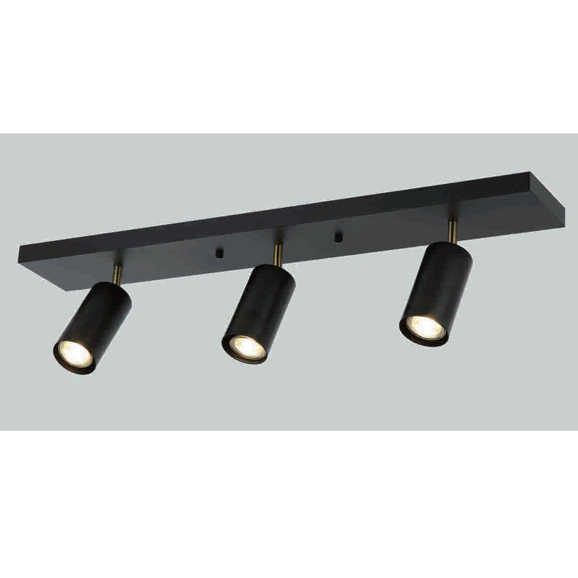 REGLETA DE 3 LUCES NEGRA CON DETALLE ORO