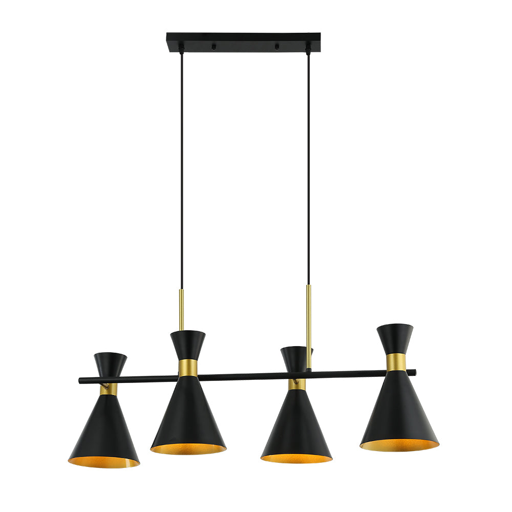 CANDIL 4 LUCES CAMPANAS NEGRO CON DORADO