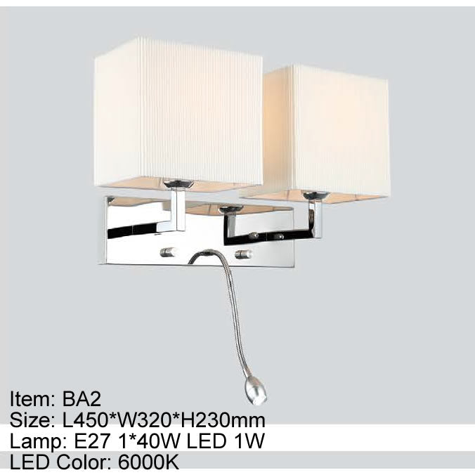 BA2   LAMPARA HOTELERA 2 LUCES
