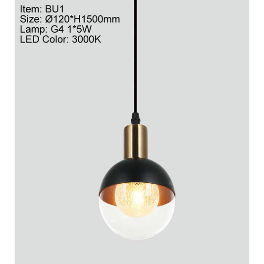 BU1   ESFERA CRISTAL CON DETALLE NEGRO