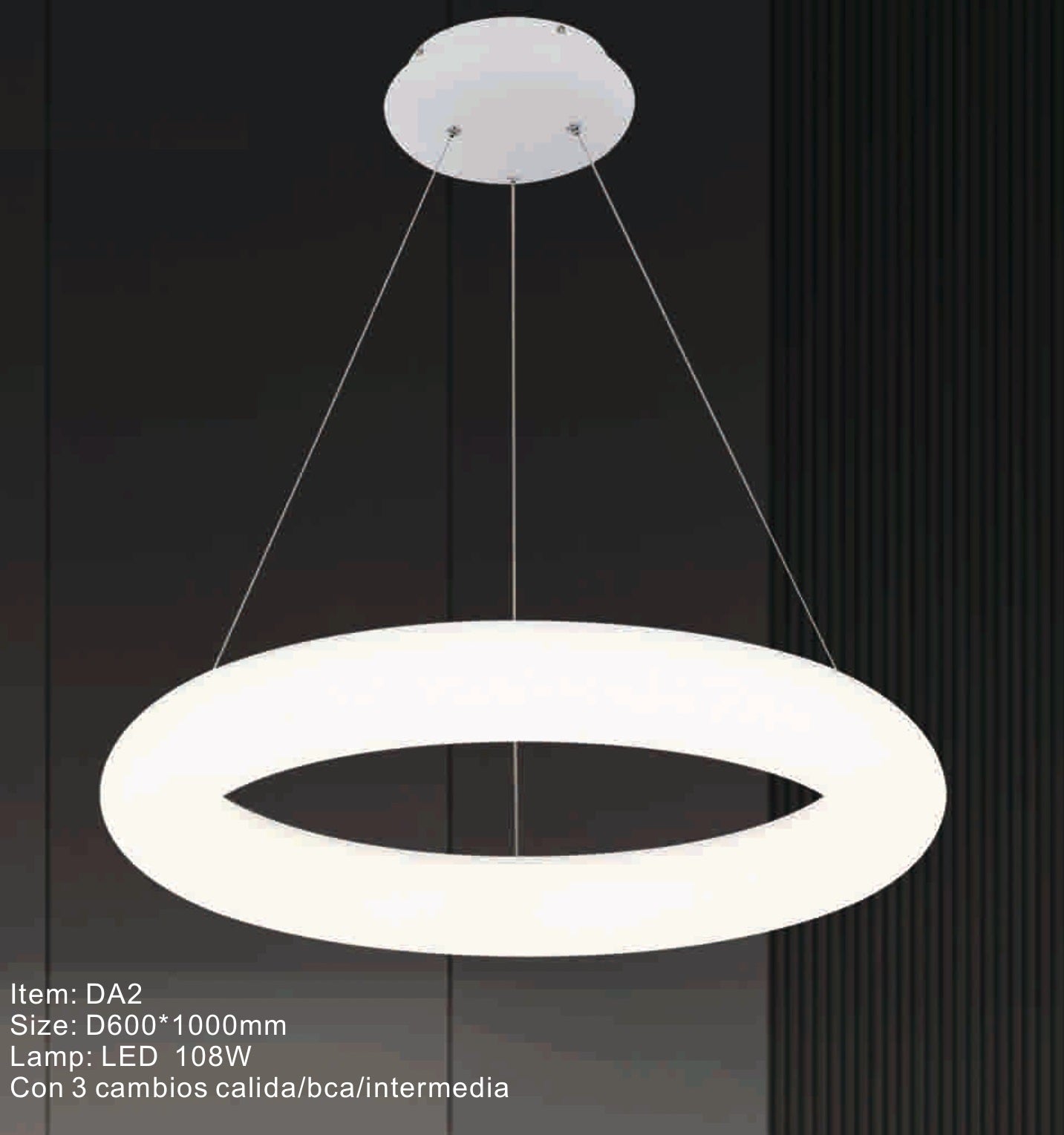 LAMPARA ANILLO DE COLOR BLANCO 60CM