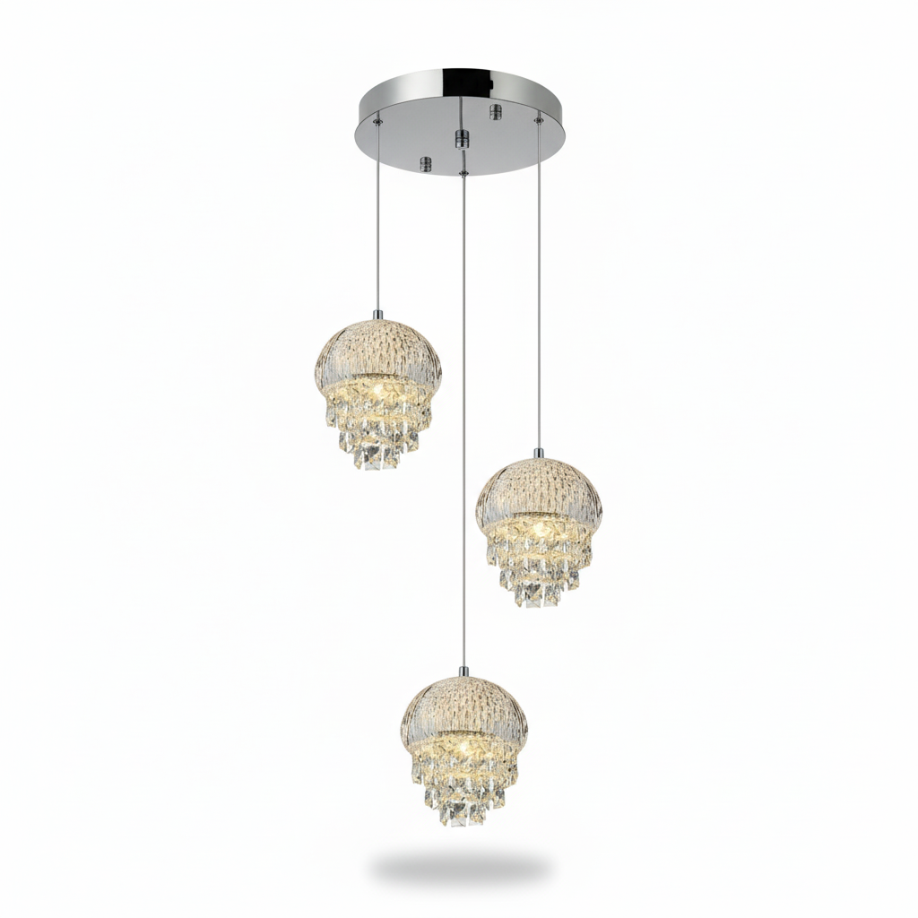 EH3  LAMPARA COLGANTE CRISTALES 3 LUCES