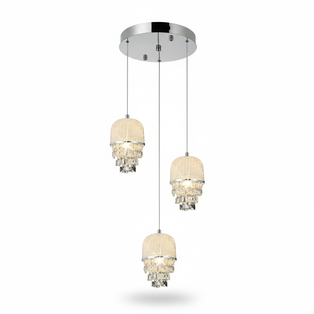 EH6  LAMPARA CILINDRO CON CRISTAL 3 LUCES