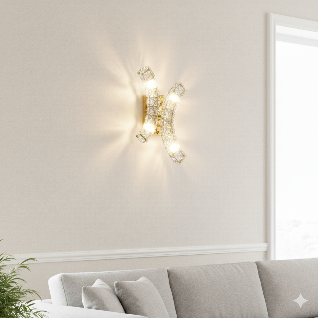 EA4  ARBOTANTE CRISTAL DOBLE CURVO DORADO