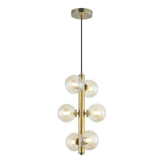 CANDIL DE 6 LUCES VINTAGE EN ORO VIEJO DE 6 LUCES