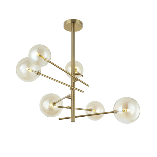 CANDIL DE 6 LUCES VINTAGE COLOR ORO VIEJO