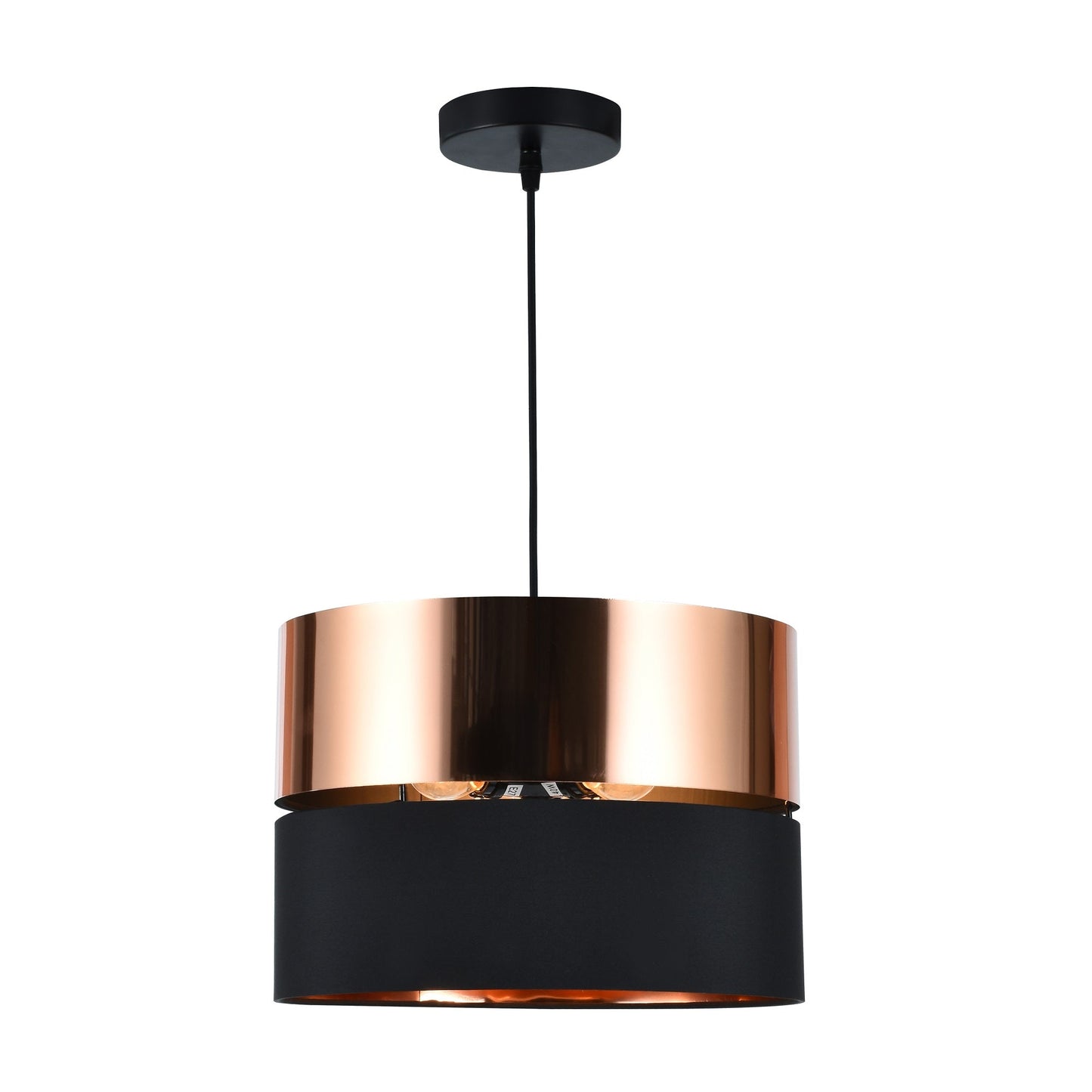 LÁMPARA MINIMALISTA COLGANTE NEGRO Y COBRE