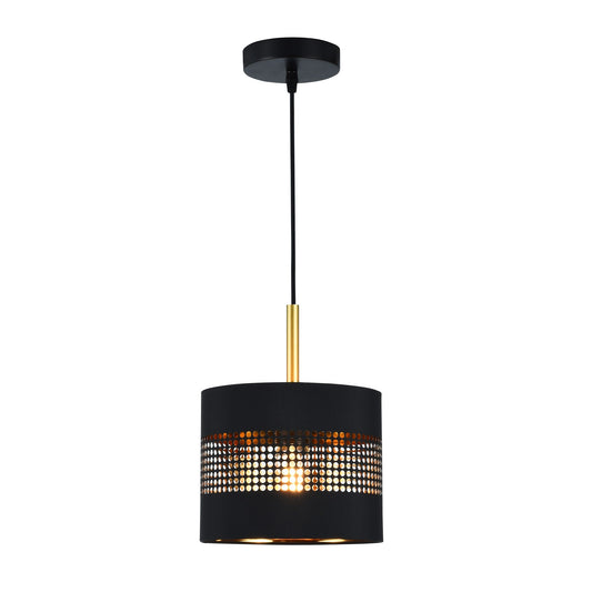 LÁMPARA MINIMALISTA CILINDRO CORTO NEGRO CON REJILLA