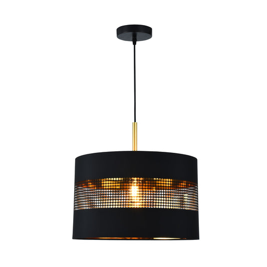 LÁMPARA MINIMALISTA CILINDRO CORTO NEGRO CON REJILLA