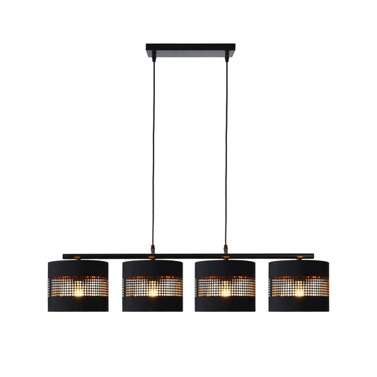 CANDIL LÍNEAL 4 CILINDROS NEGRO CON REJILLA E27 4*40W