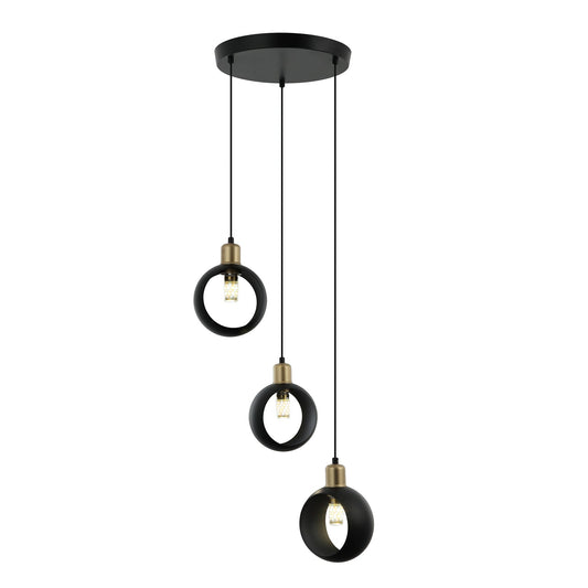 CANDIL AROS VINTAGE NEG 3 LUCES E27 3X40W