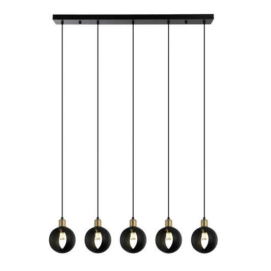 CANDIL LINEAL AROS VINTAGE NEG 5 LUCES E27 5X40W