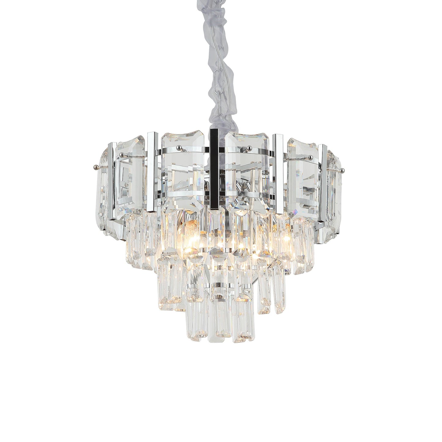 CANDIL DE CRISTAL 4 NIVELES  DIAM 40cm CROMO