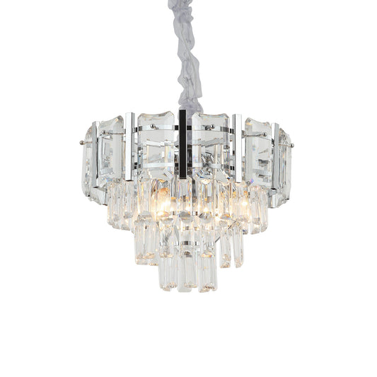 CANDIL DE CRISTAL 4 NIVELES  DIAM 40cm CROMO