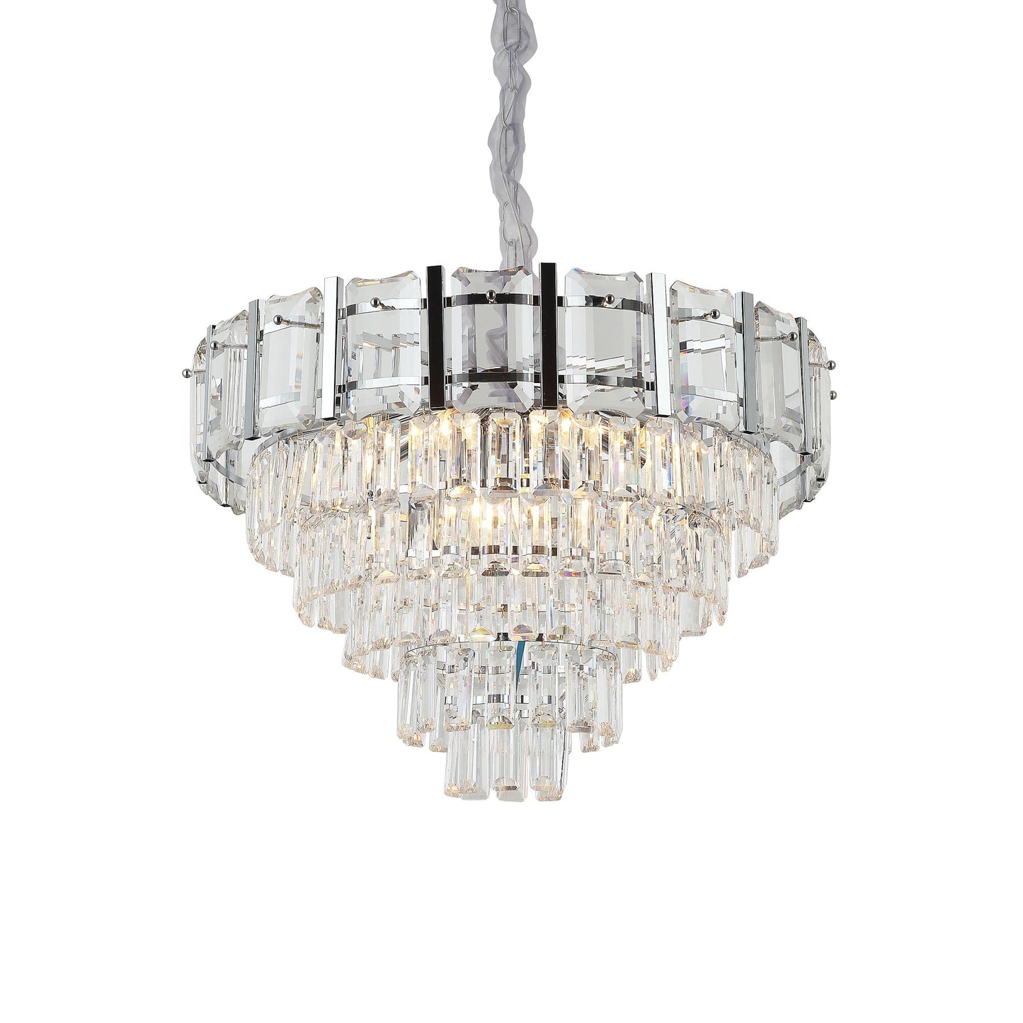 CANDIL DE CRISTAL 6 NIVELES  DIAM 60cm CROMO