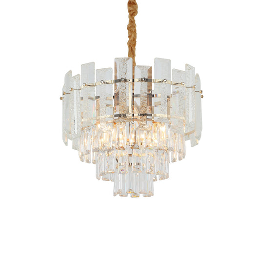 CANDIL DE CRISTAL 4 NIVELES  DIAM 40cm DORADO