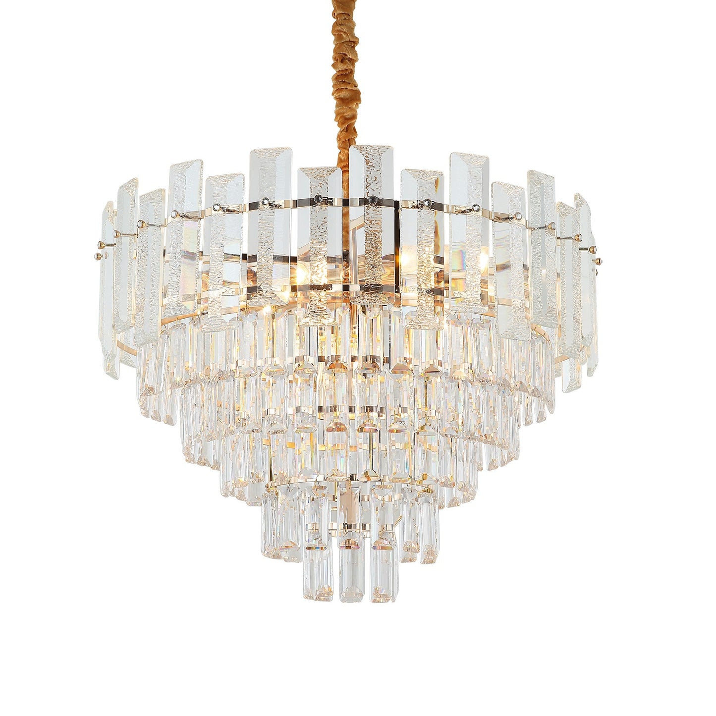CANDIL DE CRISTAL 6 NIVELES  DIAM 60cm DORADO