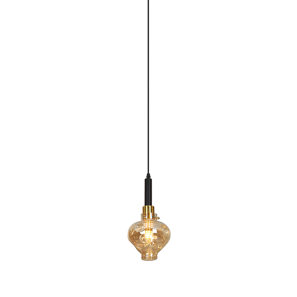 CANDIL 1 LUZ CRISTAL VINTAGE AMBAR - E27 1x10w 3 TON D15cm X H85cm