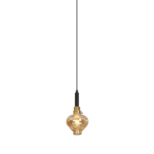 CANDIL 1 LUZ CRISTAL VINTAGE AMBAR - E27 1x10w 3 TON D15cm X H85cm