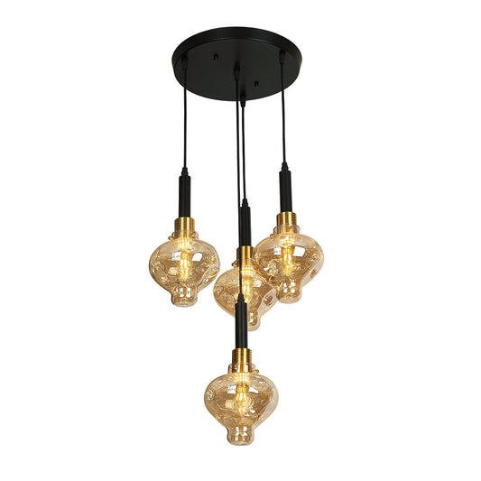 CANDIL 4 LUCES CRISTAL VINTAGE AMBAR