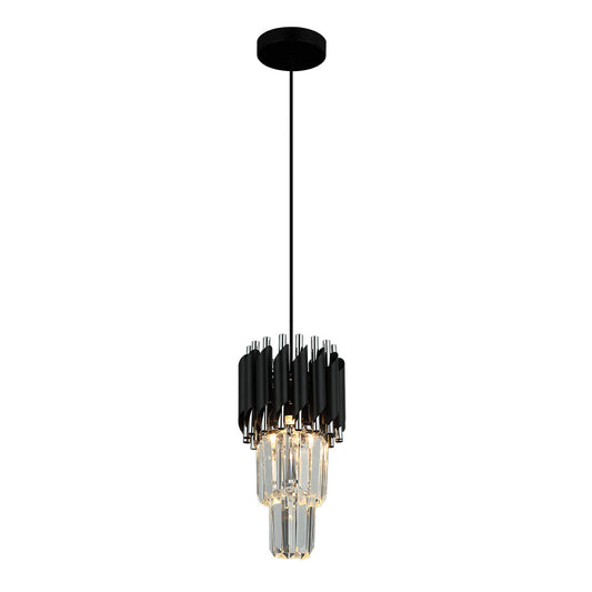 MINI CANDIL DE UNA LUZ CRISTAL CROM/NEG E27