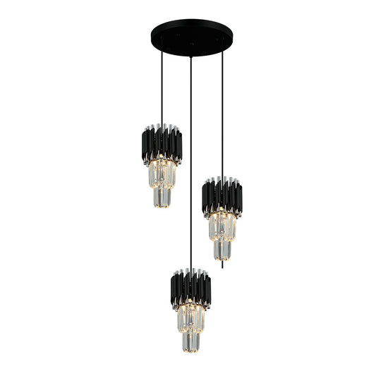MINI CANDIL DE TRES LUCES CRISTAL CROM/NEG E27