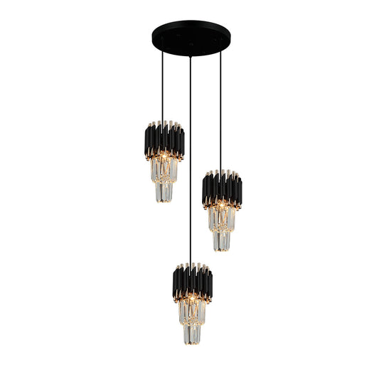 MINI CANDIL DE TRES LUCES CRISTAL DOR/NEG E27