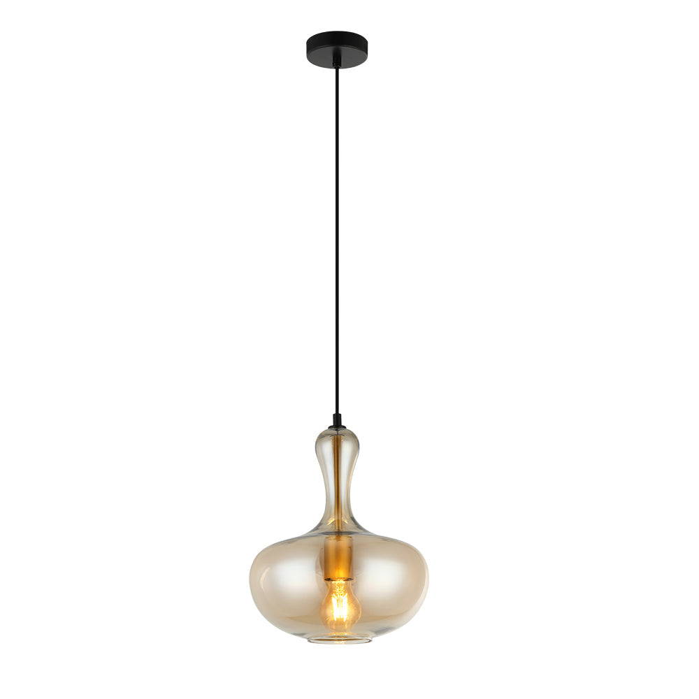COLGANTE L?NEAS CURVAS DE CRISTAL ?MBAR E27 1*40W
