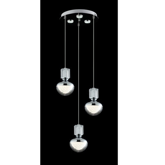 LAMPARA CROMADA CON 3 MEDIAS ESFERAS