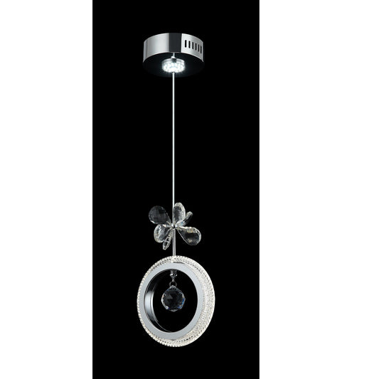 LAMPARA DE ANILLO Y FLOR CROMADO