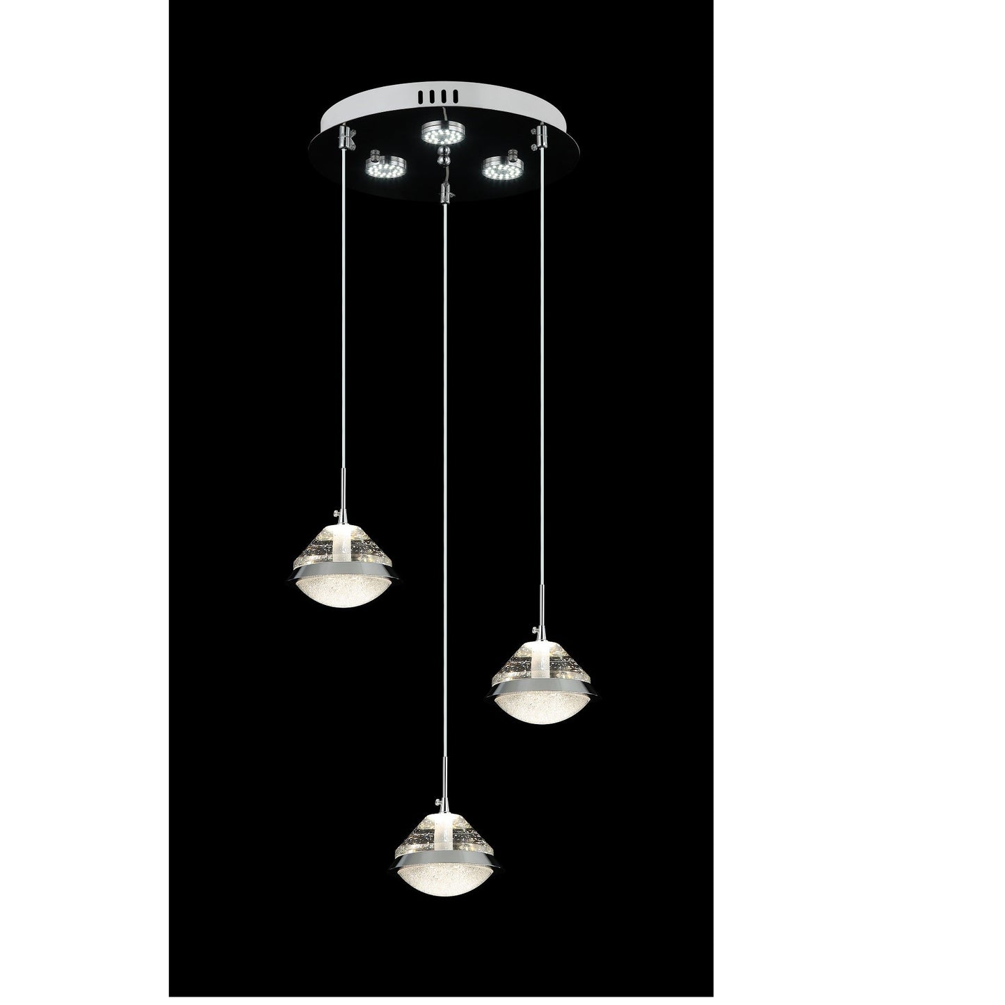 COLGANTE DE 3 LUCES PIRAMIDAL DE CRISTAL