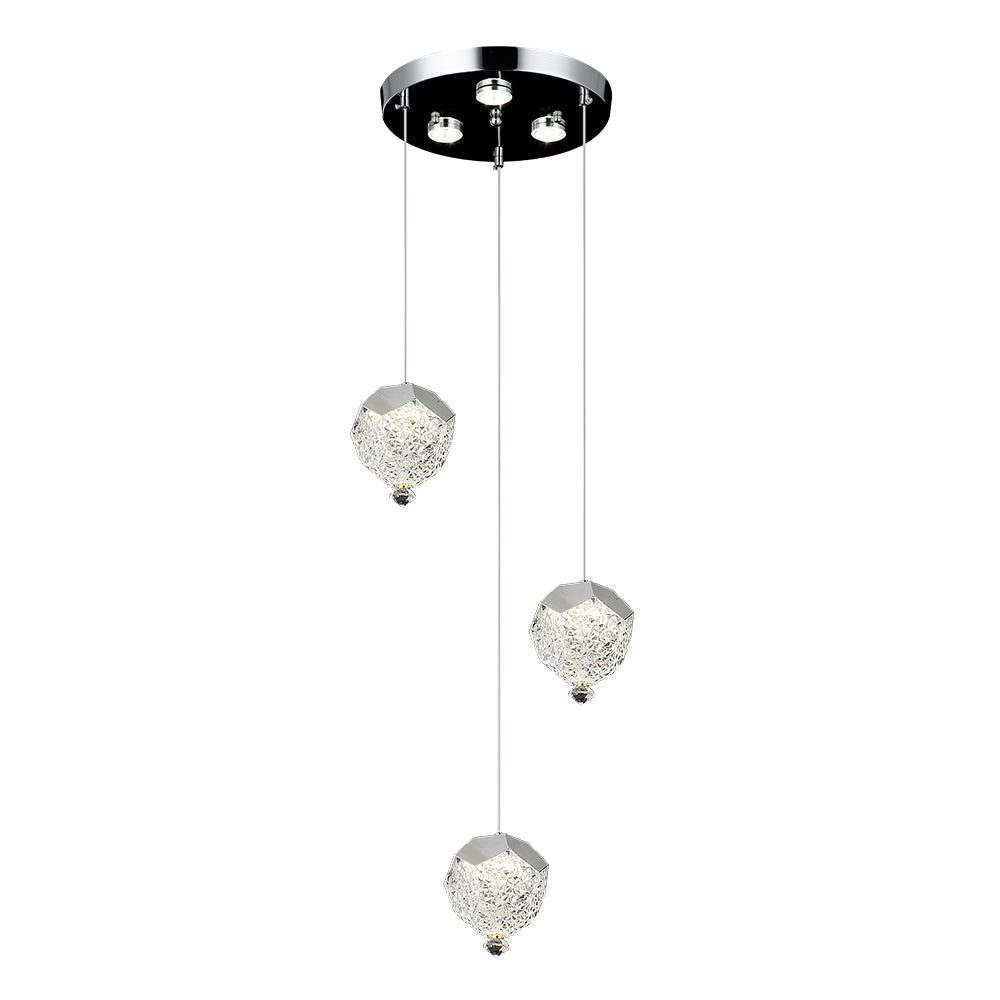 LAMPARA DE 3 LUCES CRISTAL CRAQUELADO