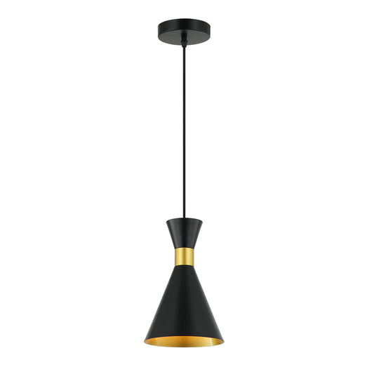 CAMPANA 1 LUZ NEGRO CON DORADO