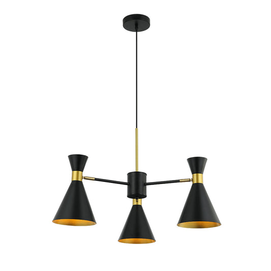 CANDIL CAMPANA 3 LUCES NEGRO CON DORADO